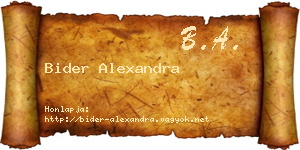 Bider Alexandra névjegykártya